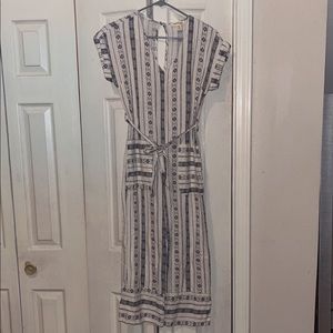 Printed Blue & Cream Jumpsuit. Size: XS